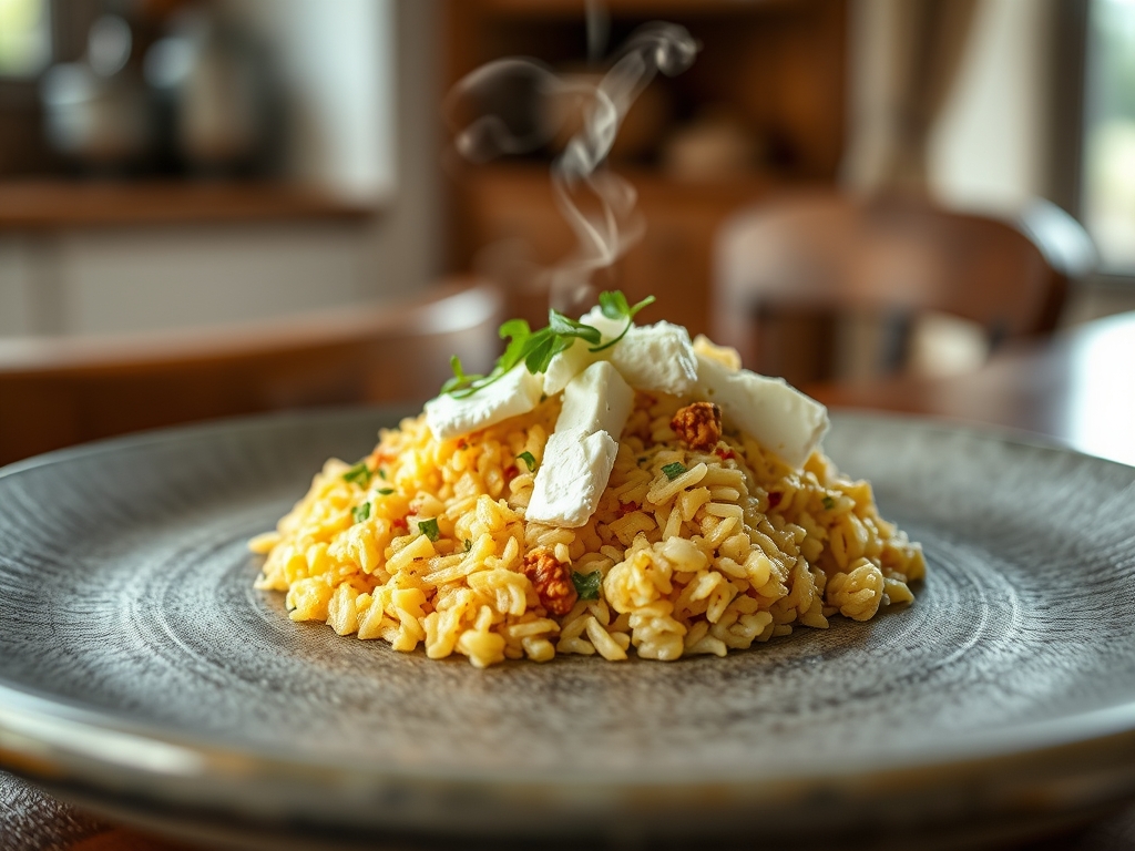 Arroz de beterraba e queijo feta
