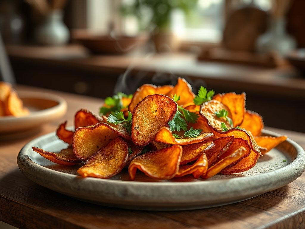 Chips de batata doce roxa