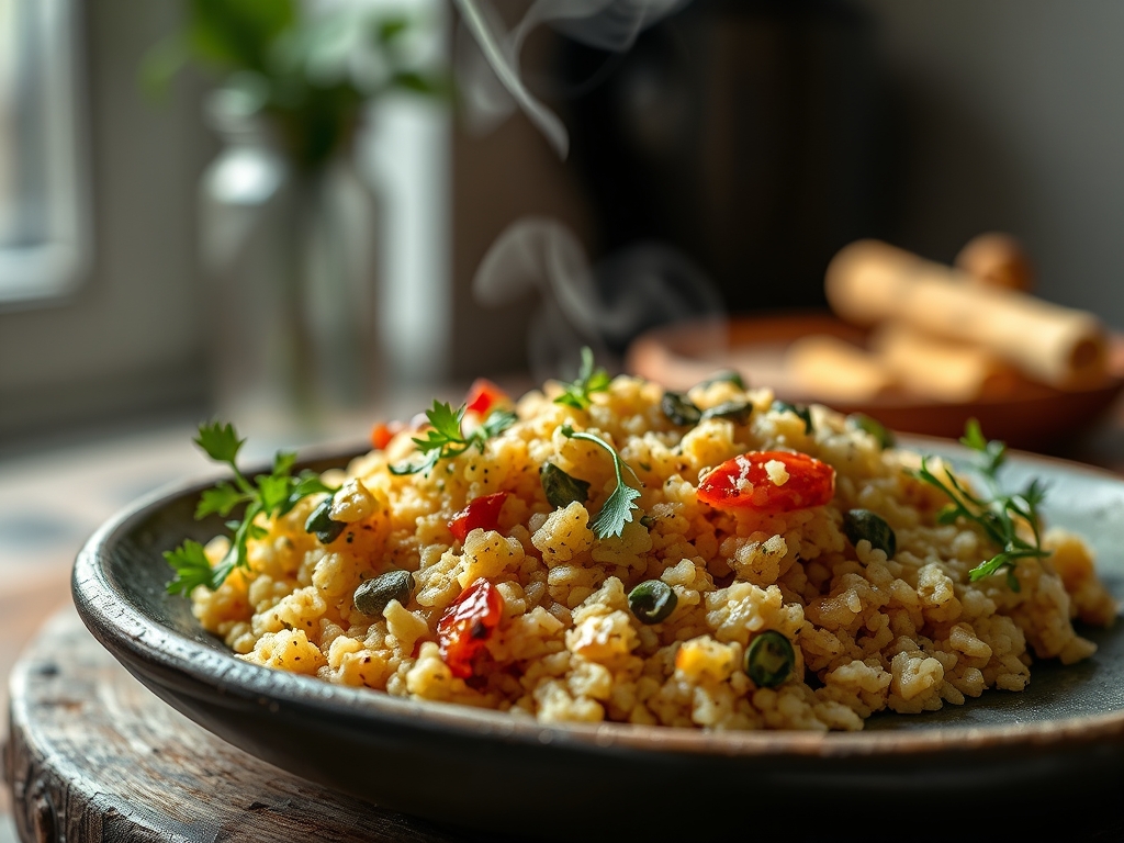 Couscous com romã e cebola roxa