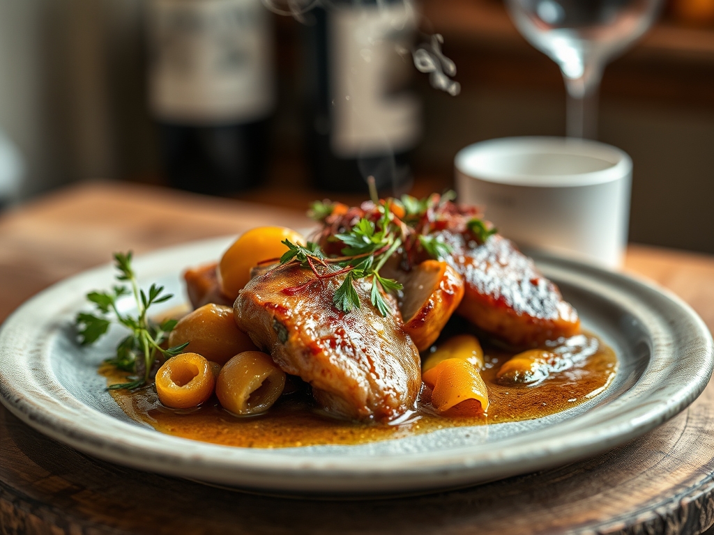 Lombo de porco com vinho e uvas