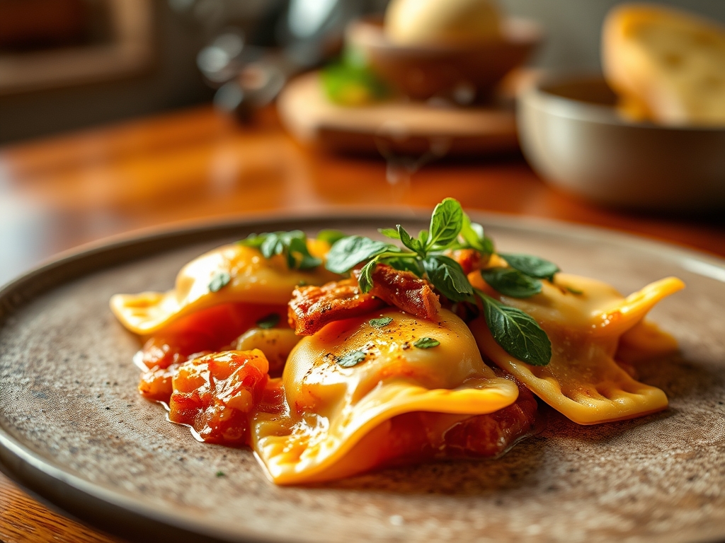 Ravioli de cebola roxa e ricota