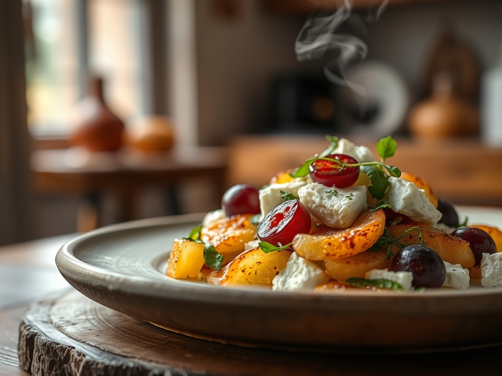 Salada de uvas roxas e queijo feta