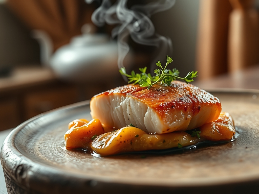 Salmão com crosta de mirtilos roxos