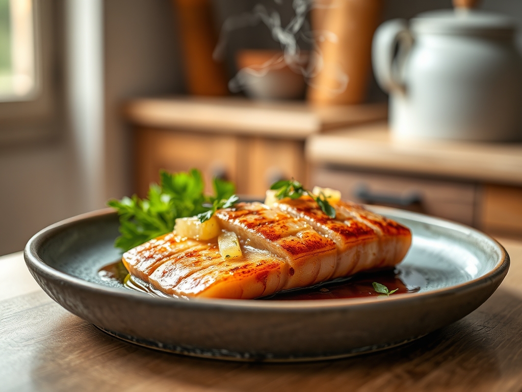 Salmão com redução de vinho tinto