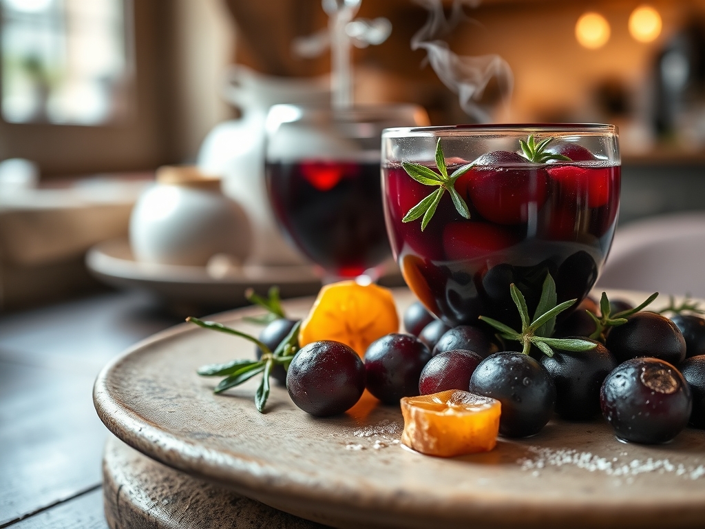 Sangria de vinho tinto e uvas