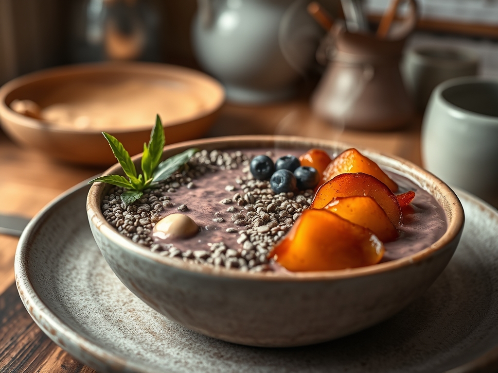 Smoothie bowl de amora e chia