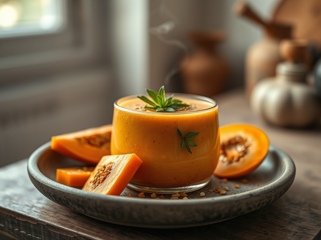 Smoothie de papaya e bagas roxas
